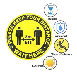 Social Distancing Floor Signs, 12"