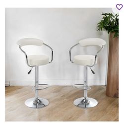 White Leather Bar Stools (2)