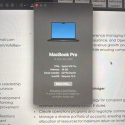 14 Inch Macbook Pro M3 Nov 2023- Black