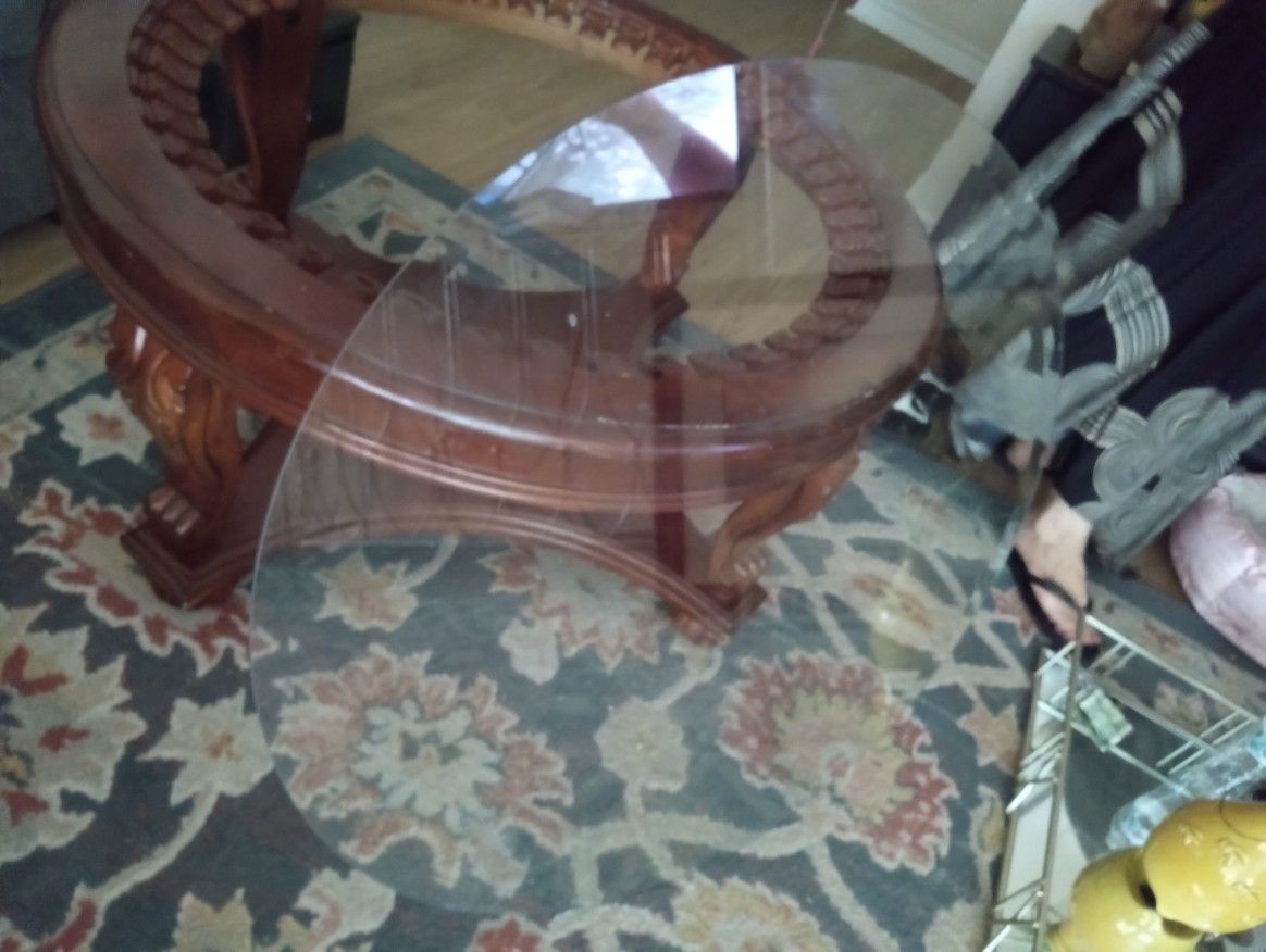 Wood Table With Glass Top