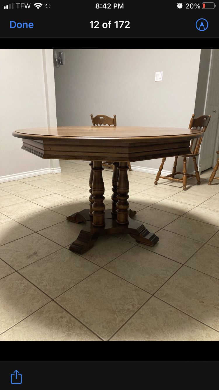 Wood Dining Table W/3 Wood Chairs 