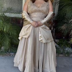 Beautiful champagne colored ball gown, prom dress