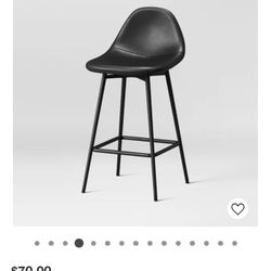 Black Leather 24inch High Bar Stool