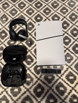 Ps5 slim + Edge elite controller + Pulse wireless headset + Charging station