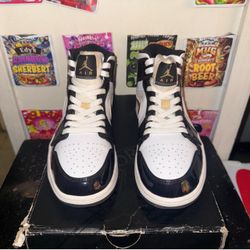 Jordan: (Mid) “Patent Black White Gold” 01s. | [M9.5]