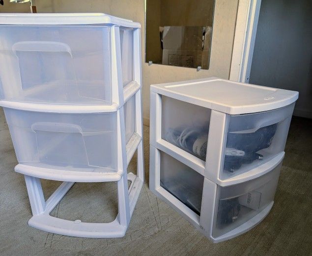 plastic organizer storage bin drawers, $15 for both