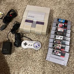 Super Nintendo SNES Console And Games