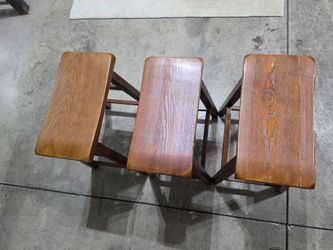 Set of 3 Wooden Stools