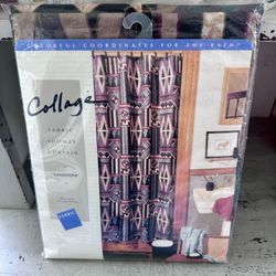 Vintage new in package Collage “ sandstone” by Springs fabric shower curtain made in USA Unused in package