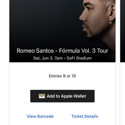 2 Floor Tickets For Romeo Santos Concert 