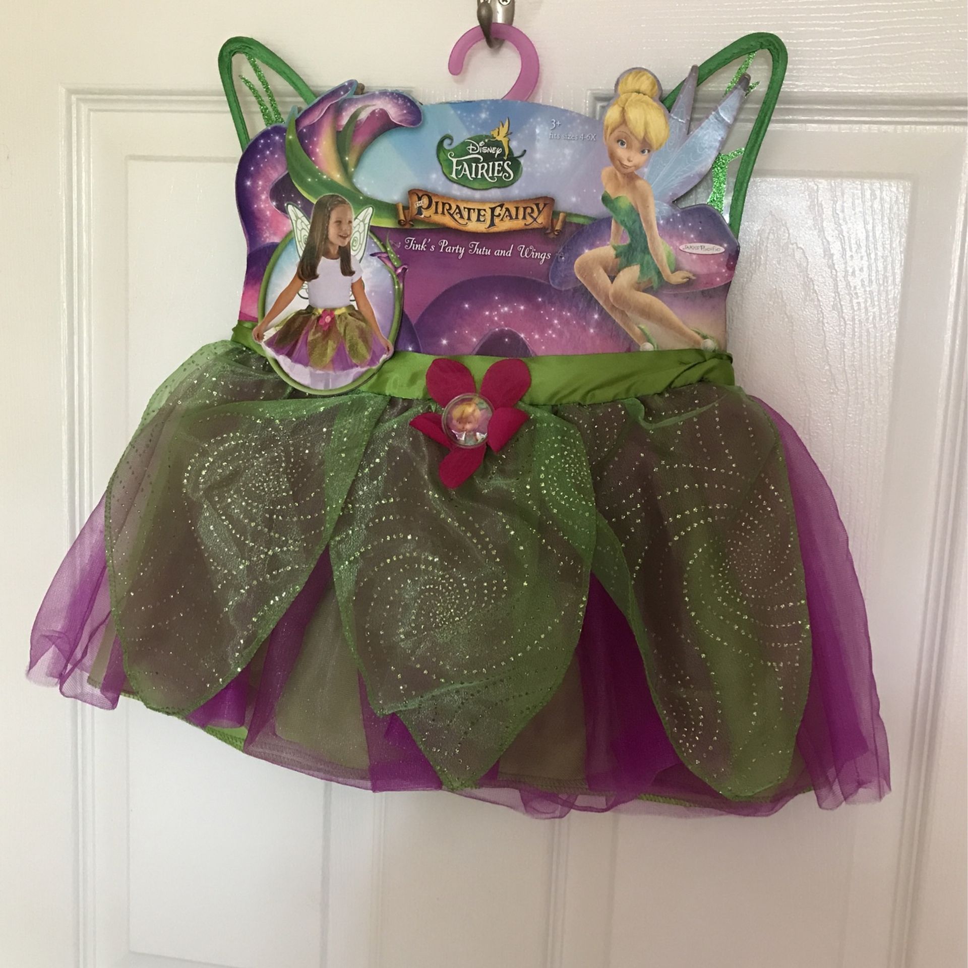 Halloween Disney Tinkerbell Pirate Fairy Size 4-6X Costume Tutu & Wings New