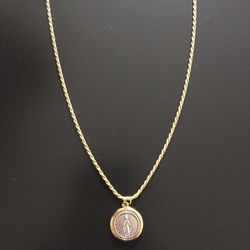 Gold Chain Rope Chain 20in 2mm And Medallion Pendant Set 