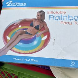 Go Floats Rainbow Inflatable Party Tube 