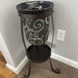 Partylite Hurricane Amaretto Swirl Candle Holder With Stand