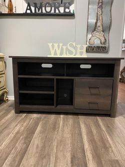 Dark Brown TV Stand with Shelves