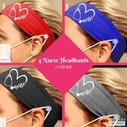 New 4 PC Nurse Headbands That Hold Masks