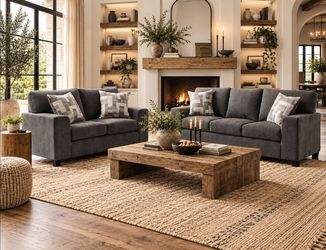 Gray Fabric Sofa and Loveseat Set