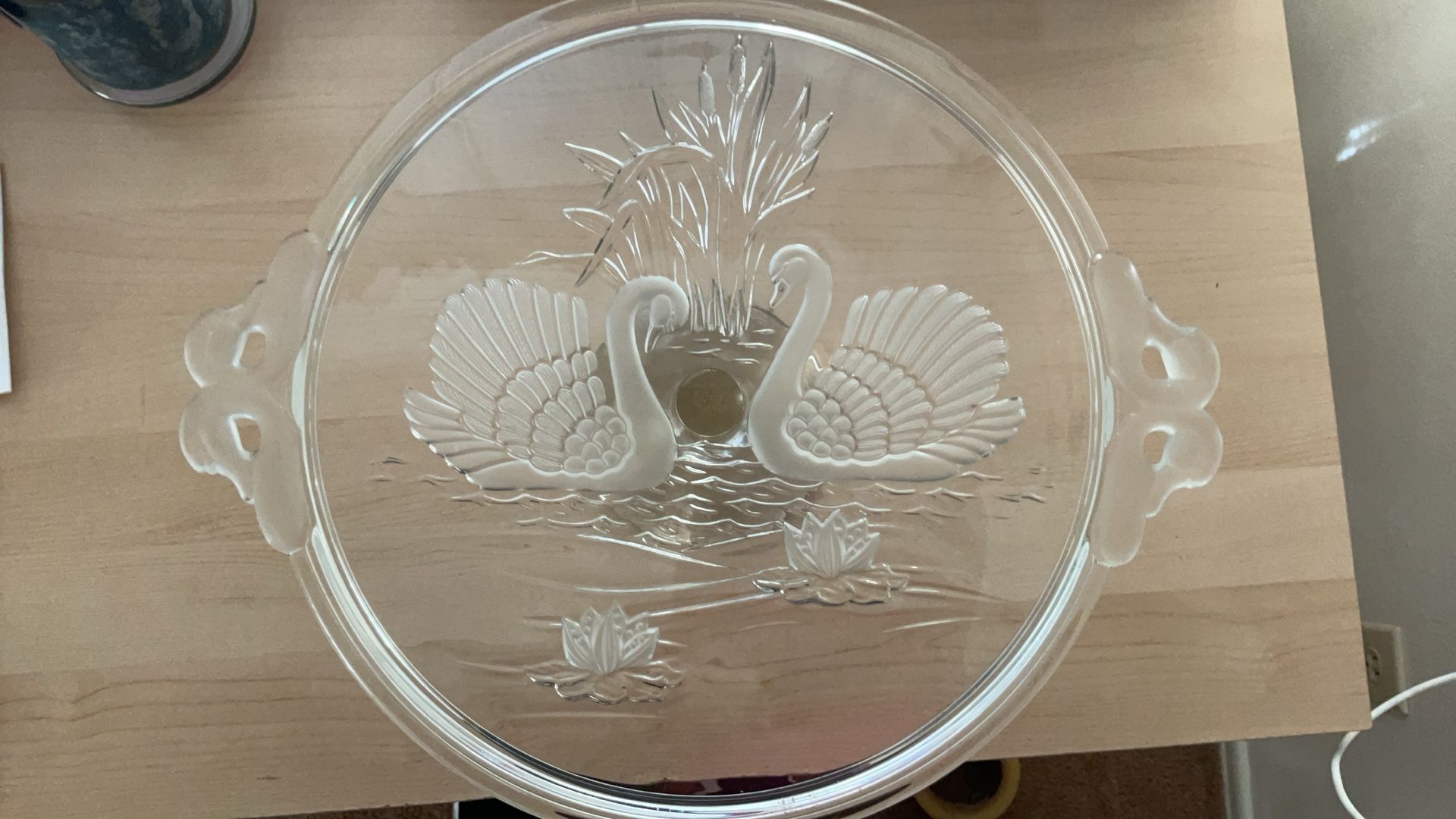 Vintage Mikasa Walther Crystal Swan Lake Cake Plate