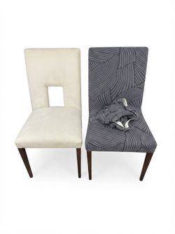 Set of 2 Modern Dining Chairs with Removable Grey Textured Covers
