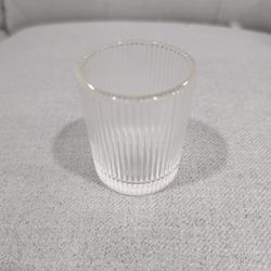 Set of 12 Clear Ribbed Glass Tealight/Votive Holders