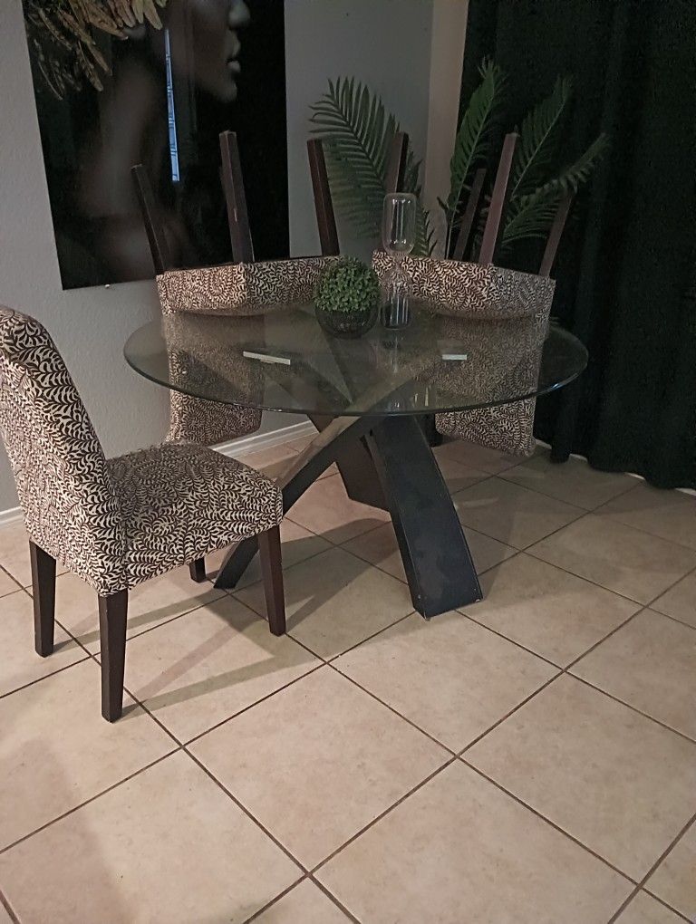 Glass Round Dining Table Chairs Not Included