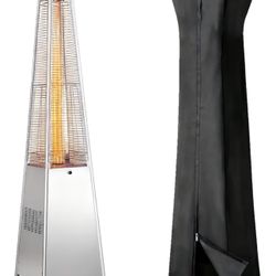 New-Kingdura 48,000 BTU Pyramid Patio Heater with Cover & Wheels, Outdoor Patio Heaters for Outdoor Use, Triple Safety Protection, 88" Quartz Glass Tu