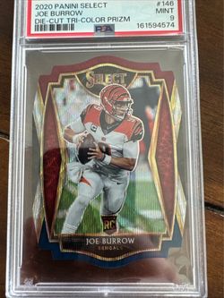 2020 Panini Select - Joe Burrow #146 Tri-Color Prizm (RC) PSA 9