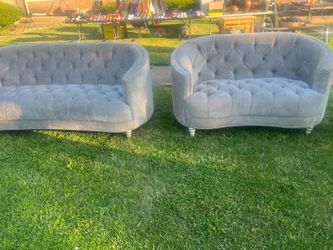 2 piece gray velvet diamond living room set
