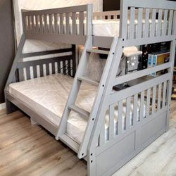 Galen White Twin/Full Bunk Bed With Storage Boxes
Homelegance $20 Down Payment and delivery available 