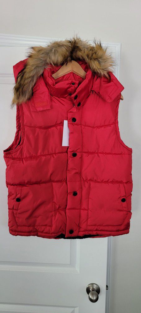 New, Women's, Winter, Vest, Faux Fur, Warm, Size 3XL, Red