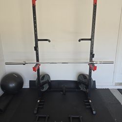 Power Rack With Weights & Adjustable Bench