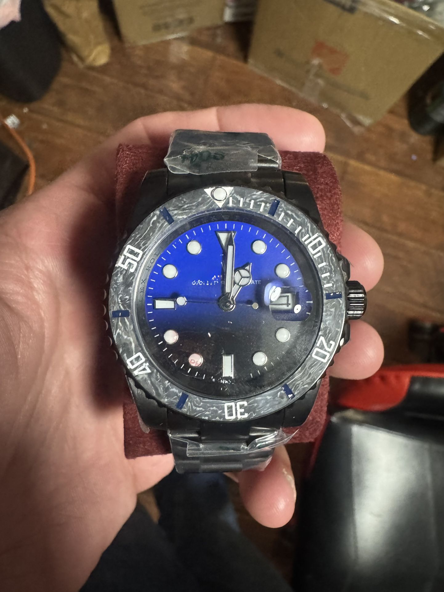 Black Dive Watch With Blue Dial Very RARE