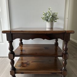 Solid Pine Wood Table, Size H24/L29/D21.5 $85