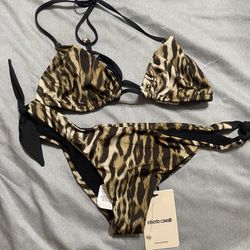 Roberto Cavalli  Cheetah  2 Pc NWT Bikini  Size M 