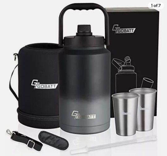 128 0Z Stainless Steel Double Wall Insulated Water Bottle,One Gallon Hot & Cold Drinks Thermoses, Jug With Handle for Sports, Outdoors,Gym,Hiking & Ca