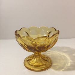 Vintage small amber pedestal candy dish
