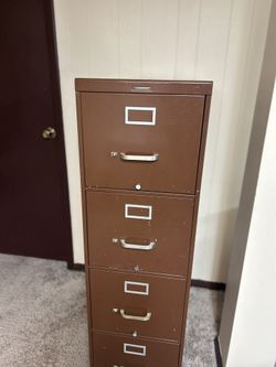 Brown 4-Drawer Metal Filing Cabinet for office