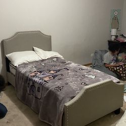 Beautiful fabric twin beds