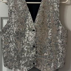 Beautiful Silver Star And Black Color Vest Small Size 