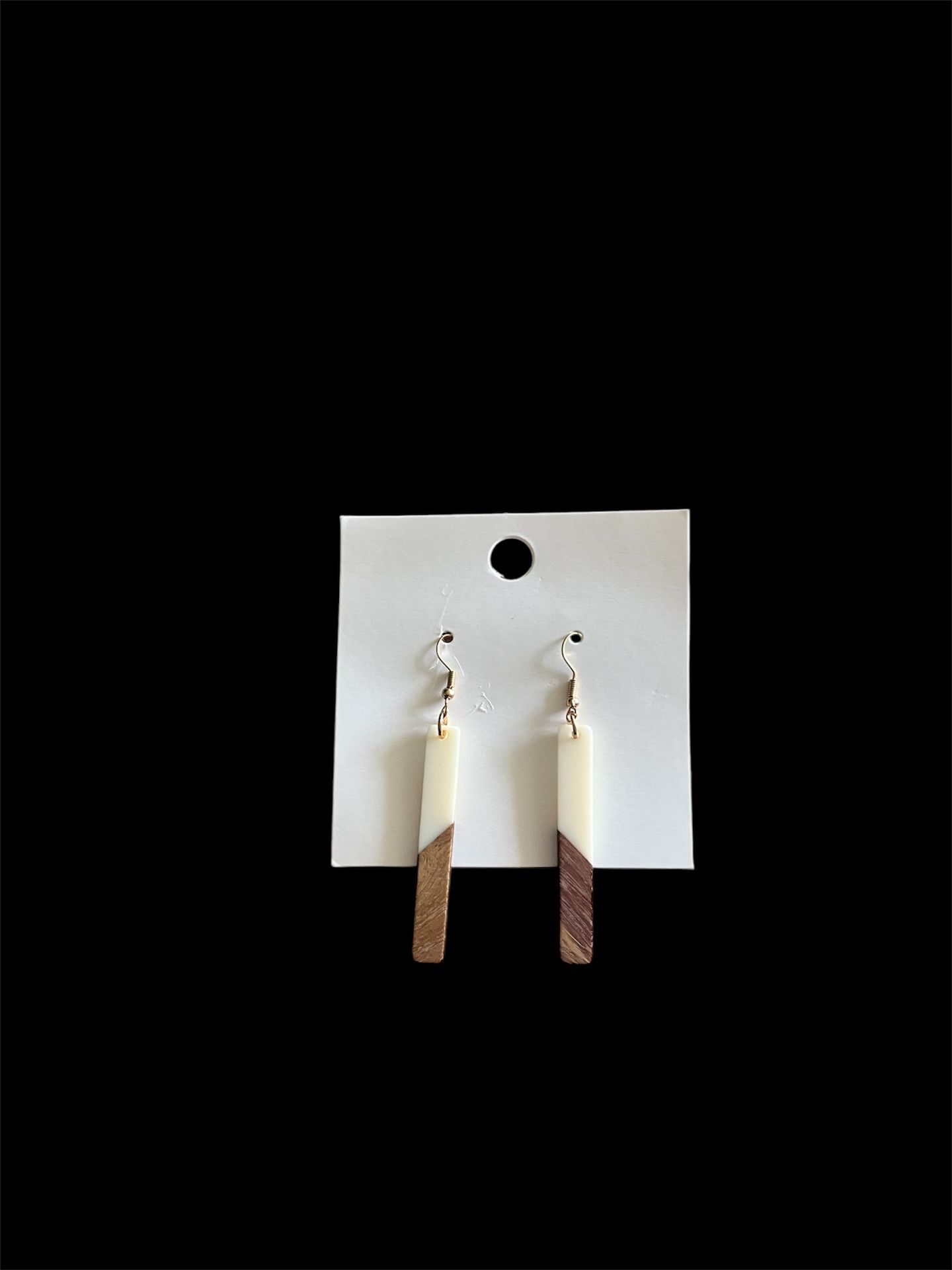 Ivory and Wood Design Dangle Earrings