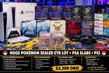 🔥 HUGE Pokémon Sealed ETB Lot + PSA Slabs + PS5 Disc Edition — $2,299 OBO come