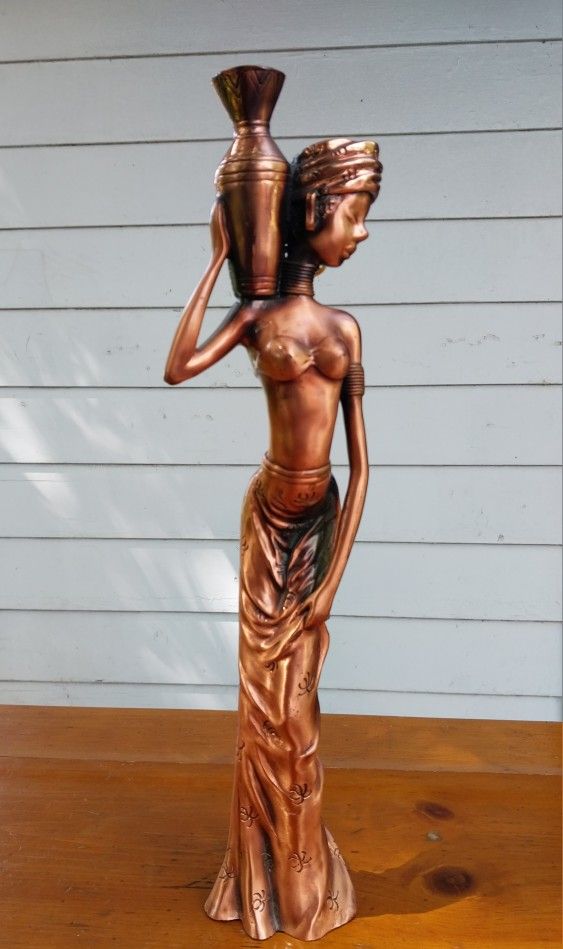 16" Copper African Woman Statue – Elegant Display Piece