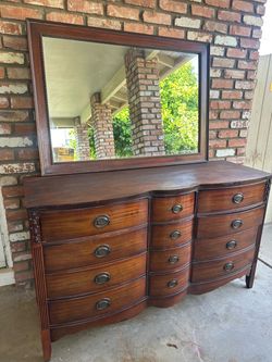 Vintage Mahogany 12- Drawer Serpentine Dresser