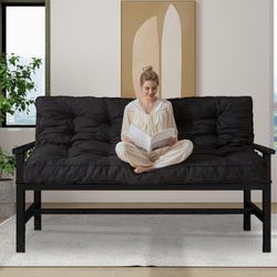 YOSHOOT 6 Inches Futon Mattress Full Size, Thick Futons Sofa Couch Bed, Floor Mattress for Adults (Frame Not Included), Black