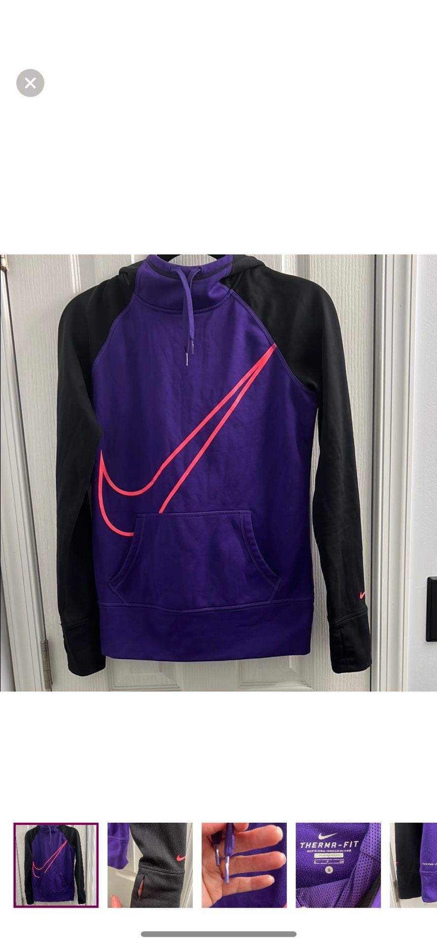 Nike therma fit hoodie warm sweatshirt purple/hot pink/black