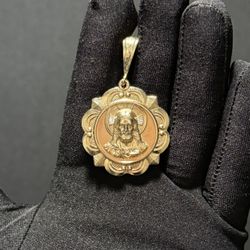 14K Gold filled double sided Jesus and Virgin Mary Pendant