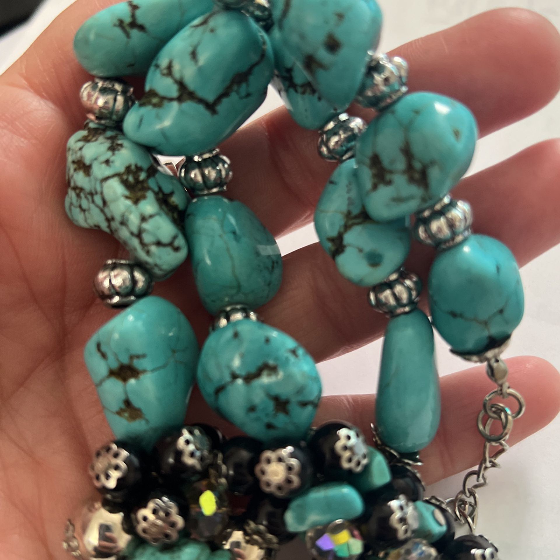 TURQUOISE GENUINE! NECKLACE GORGEOUS 