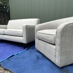 New Room&Board Upholstered Loveseat & Swivel Chair 