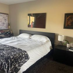 IKEA MALM Kingsize Bed Frame with Slatted Base and Premium Memory Foam Mattress