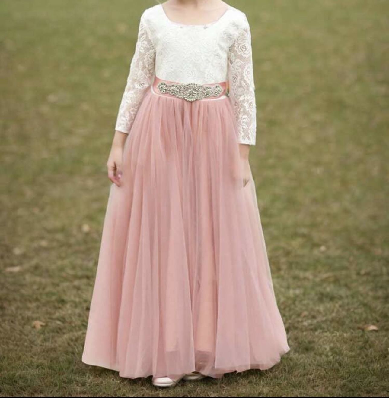 Girls Long Sleeve Lace Dress